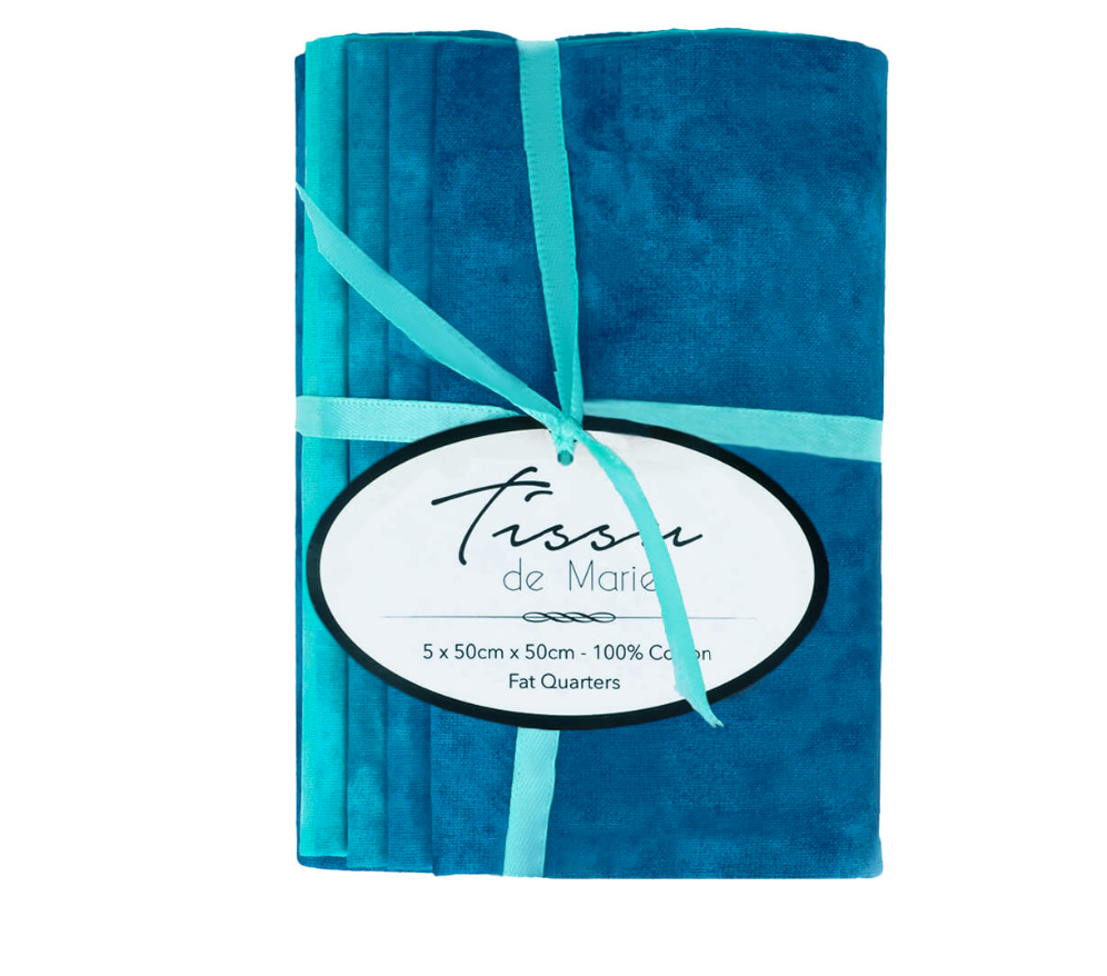 Fat quarters op rol blauw - 5stuks